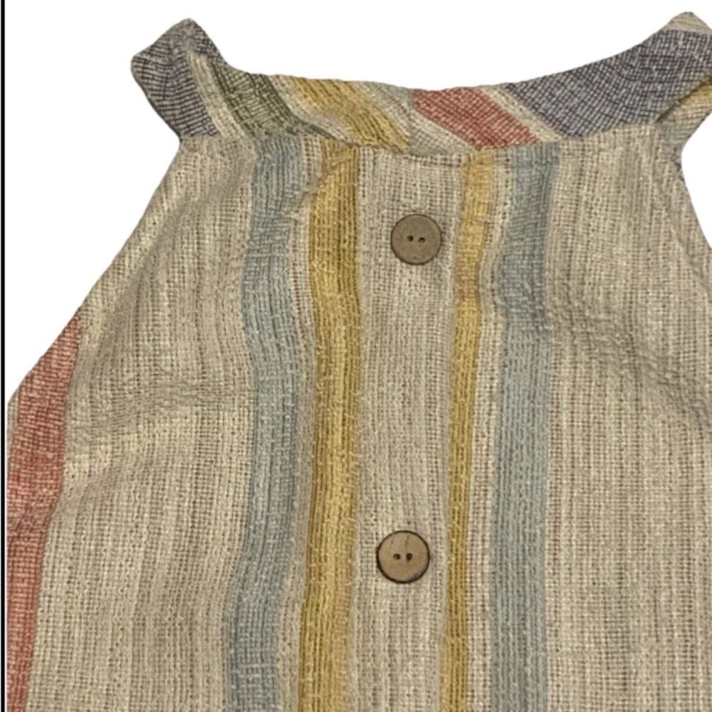 W5 Multicolor  XL  Striped Button Halter Tank Top - Picture 3 of 7